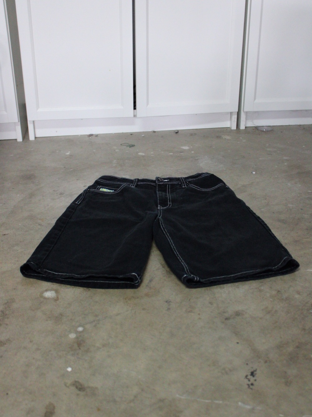 Empyre Black Mens Denim Shorts with White Stitching